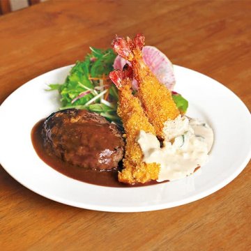 ハンバーグ&海老フライ